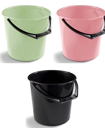 BUCKET 10L OLD ROSE/PISTACHIO GREEN/BLACK ½-PALLET 200 PCS